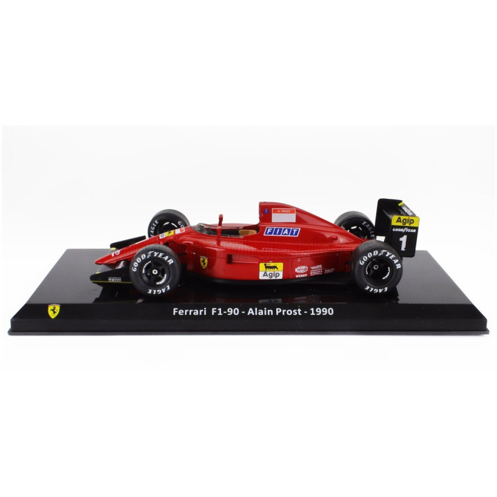 EDICOLA FERRARI F1 F1-90 N 1 SEASON 1990 ALAIN PROST - CON VETRINA - WITH SHOWCASE - RED BLACK 1/24
