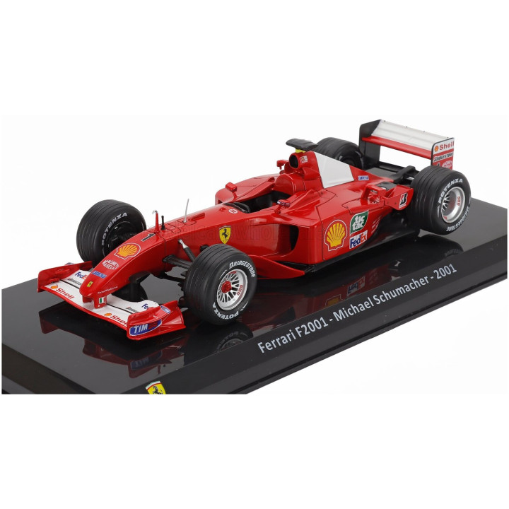 EDICOLA FERRARI F1 F2001 N 1 WORLD CHAMPION SEASON 2001 MICHAEL SCHUMACHER - CON VETRINA - WITH SHOWCASE - RED WHITE 1/24