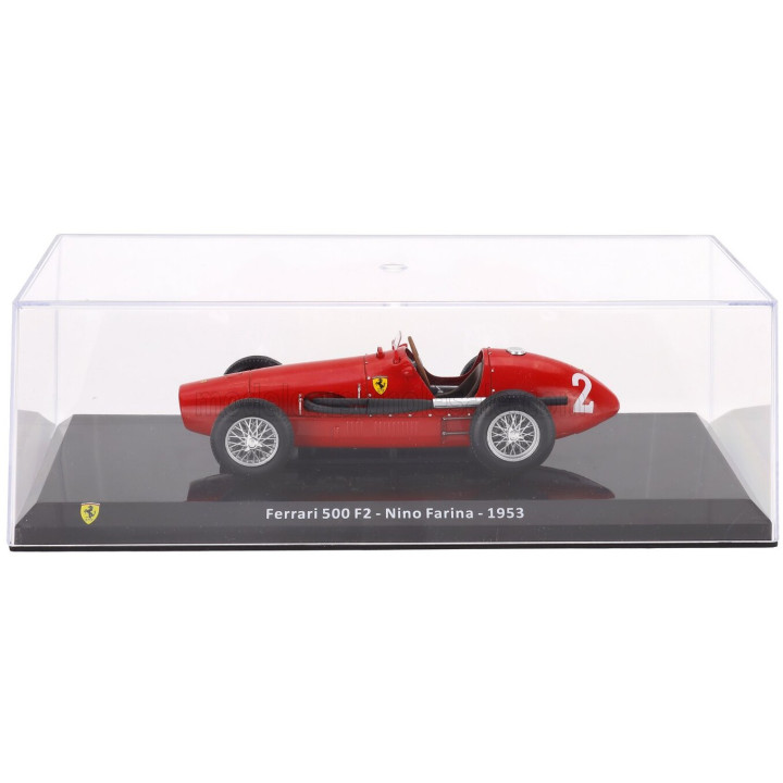 EDICOLA FERRARI F1 500 F2 SCUDERIA FERRARI N 2 SEASON 1953 GIUSEPPE (NINO) FARINA - CON VETRINA - WITH SHOWCASE - RED 1/24