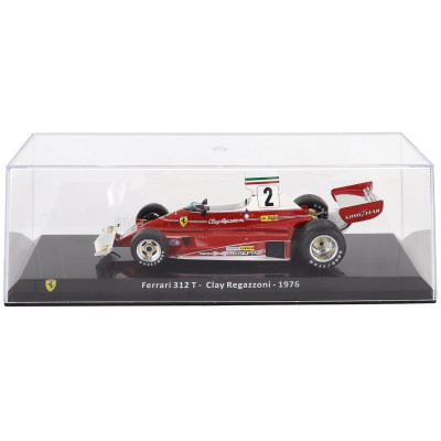 EDICOLA FERRARI F1 312T2 TEAM SCUDERIA FERRARI SEFAC N 2 SEASON 1976 CLAY REGAZZONI - CON VETRINA - WITH SHOWCASE - RED 1/24