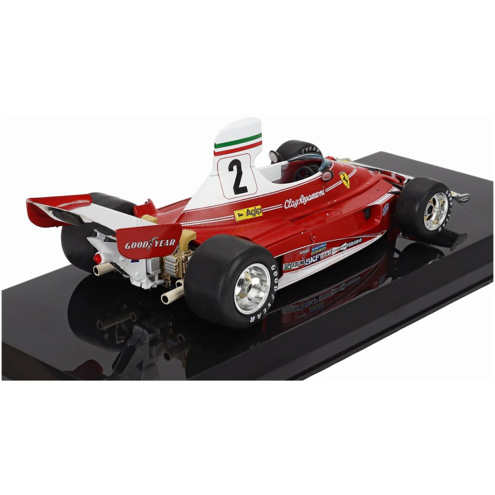 EDICOLA FERRARI F1 312T2 TEAM SCUDERIA FERRARI SEFAC N 2 SEASON 1976 CLAY REGAZZONI - CON VETRINA - WITH SHOWCASE - RED 1/24