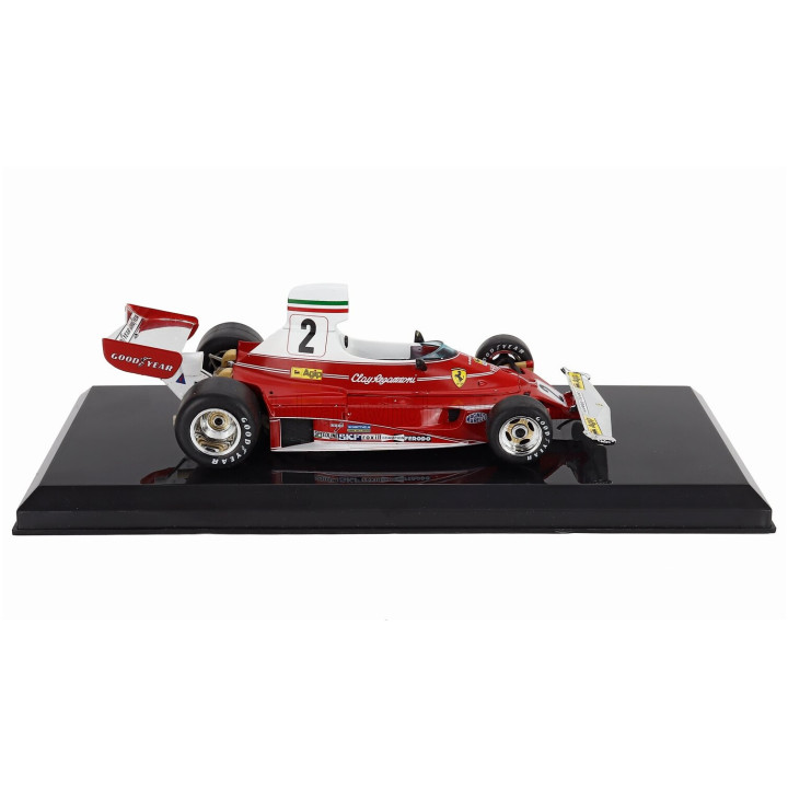 EDICOLA FERRARI F1 312T2 TEAM SCUDERIA FERRARI SEFAC N 2 SEASON 1976 CLAY REGAZZONI - CON VETRINA - WITH SHOWCASE - RED 1/24