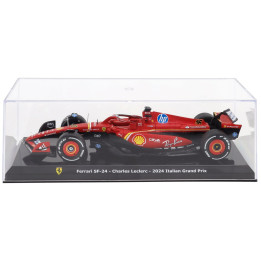 EDICOLA FERRARI F1 SF-24 TEAM SCUDERIA FERRARI N 16 WINNER MONZA ITALY GP 2024 CHARLES LECLERC - CON VETRINA - WITH SHOWCASE