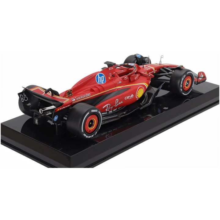 EDICOLA FERRARI F1 SF-24 TEAM SCUDERIA FERRARI N 16 WINNER MONZA ITALY GP 2024 CHARLES LECLERC - CON VETRINA - WITH SHOWCASE