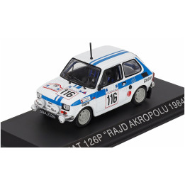 EDICOLA POLSKI FIAT 126P (night version) N 116 RAJD RALLY ACROPOLIS 1984 SZERLA JANUSZ - JANAREK KRZYSZTOF - WHITE BLUE 1/43