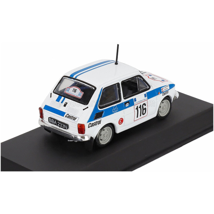 EDICOLA POLSKI FIAT 126P (night version) N 116 RAJD RALLY ACROPOLIS 1984 SZERLA JANUSZ - JANAREK KRZYSZTOF - WHITE BLUE 1/43