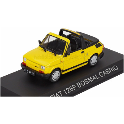 EDICOLA POLSKI FIAT 126P BOSMAL CABRIOLET 1987 - YELLOW BLACK 1/43