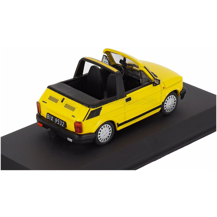 EDICOLA POLSKI FIAT 126P BOSMAL CABRIOLET 1987 - YELLOW BLACK 1/43