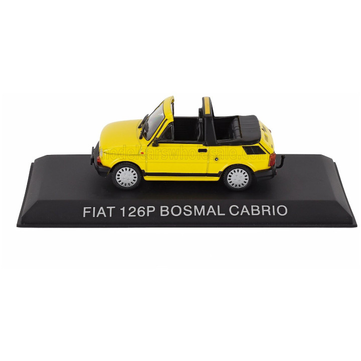 EDICOLA POLSKI FIAT 126P BOSMAL CABRIOLET 1987 - YELLOW BLACK 1/43