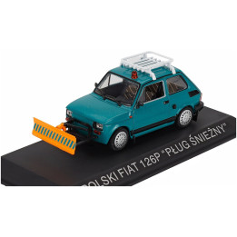 EDICOLA POLSKI FIAT 126P PLUG SNIEZNY SPAZZANEVE SNOWPLOUGH 1984 - BLUE GREEN 1/43