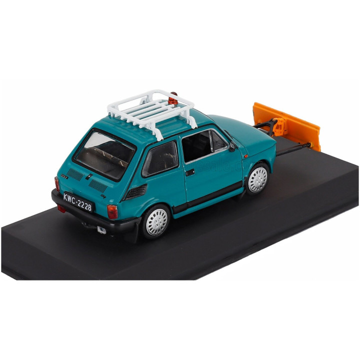 EDICOLA POLSKI FIAT 126P PLUG SNIEZNY SPAZZANEVE SNOWPLOUGH 1984 - BLUE GREEN 1/43