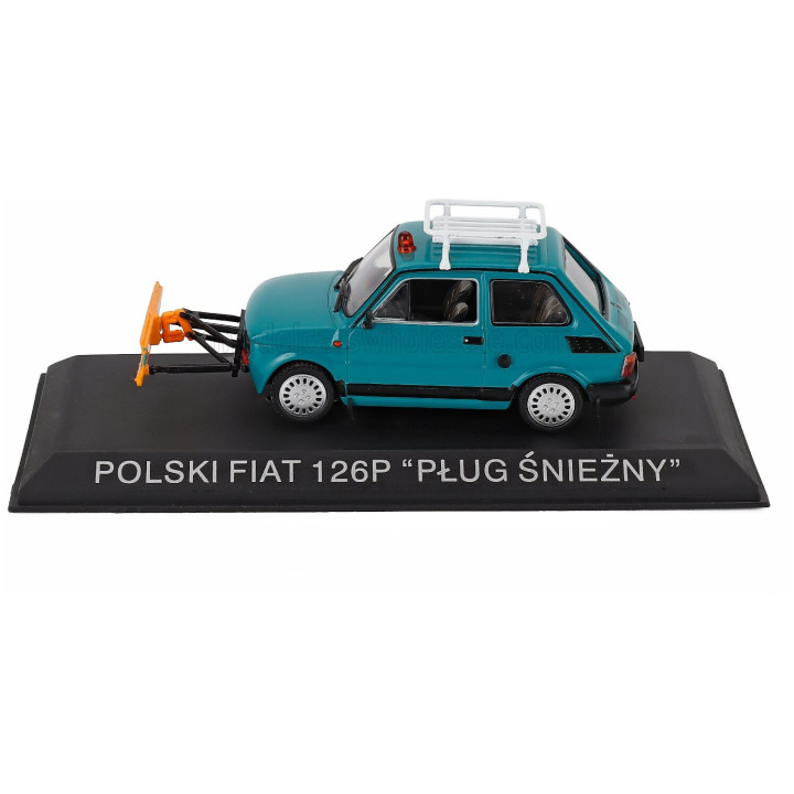 EDICOLA POLSKI FIAT 126P PLUG SNIEZNY SPAZZANEVE SNOWPLOUGH 1984 - BLUE GREEN 1/43