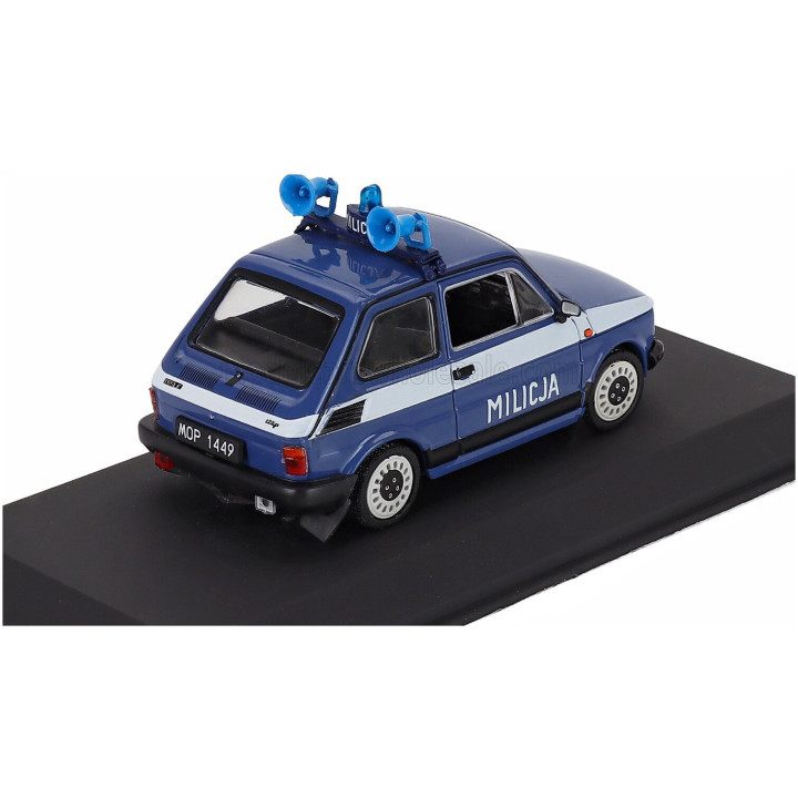 EDICOLA POLSKI FIAT 126P MILICJA POLICE 1984 - BLUE WHITE 1/43