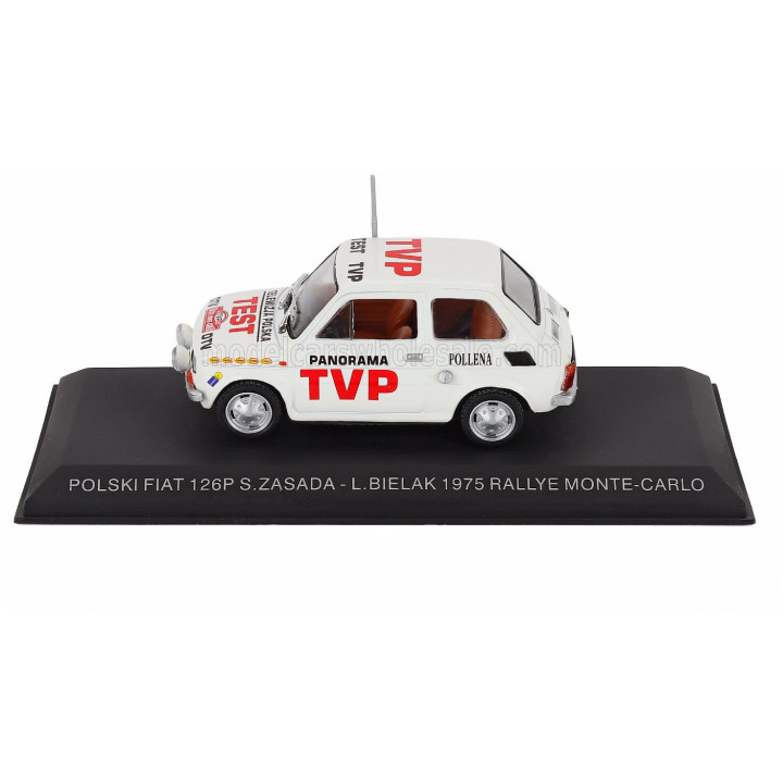 EDICOLA POLSKI FIAT 126P (night version) N 0 RALLY MONTECARLO 1975 SOBIESLAW ZASADA - LONGIN BIELAK - WHITE 1/43
