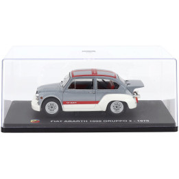 EDICOLA FIAT 600 ABARTH 1000 Gr.2 1970 - CON VETRINA - WITH SHOWCASE - GREY WHITE RED 1/24