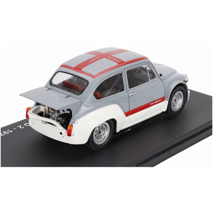 EDICOLA FIAT 600 ABARTH 1000 Gr.2 1970 - CON VETRINA - WITH SHOWCASE - GREY WHITE RED 1/24