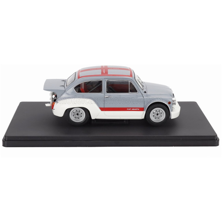 EDICOLA FIAT 600 ABARTH 1000 Gr.2 1970 - CON VETRINA - WITH SHOWCASE - GREY WHITE RED 1/24