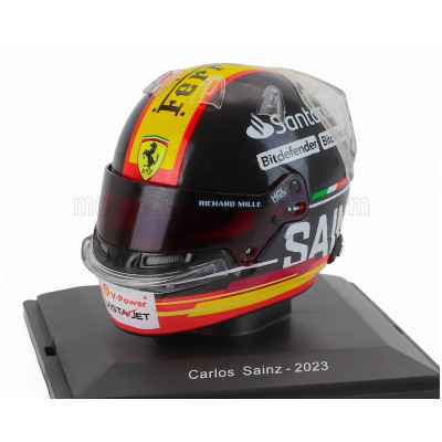 EDICOLA HELMET F1 CASCO HELMET CARLOS SAINZ TEAM SCUDERIA FERRARI SF-23 3rd MONZA ITALY GP 2023 - BLACK RED 1/5