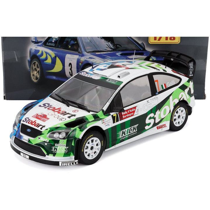 EDICOLA FORD ENGLAND FOCUS RS 07 WRC STOBART N 7 RALLY SARDINIA ITALY 2008 GIANLUIGI GALLI - GIOVANNI BERNACCHINI - WHITE GREEN