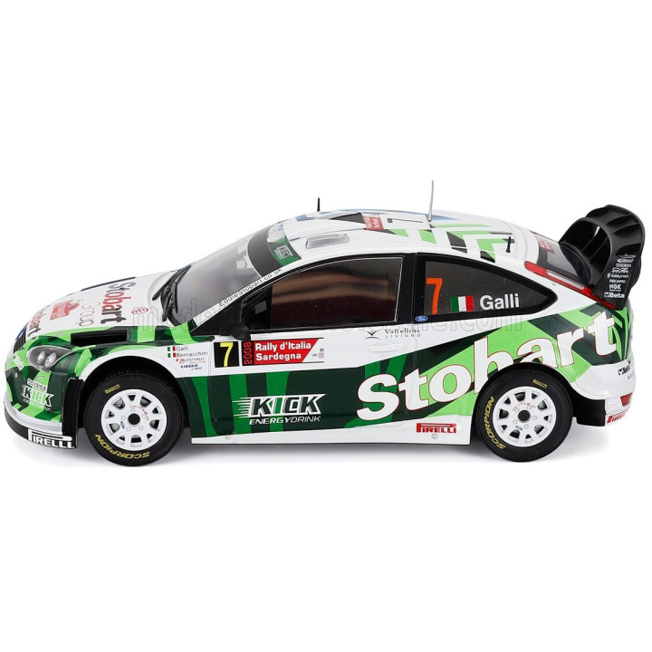 EDICOLA FORD ENGLAND FOCUS RS 07 WRC STOBART N 7 RALLY SARDINIA ITALY 2008 GIANLUIGI GALLI - GIOVANNI BERNACCHINI - WHITE GREEN