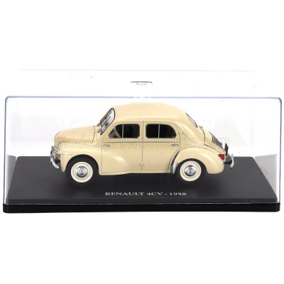 EDICOLA RENAULT 4CV 1958 - CON VETRINA - WITH SHOWCASE - BEIGE 1/24