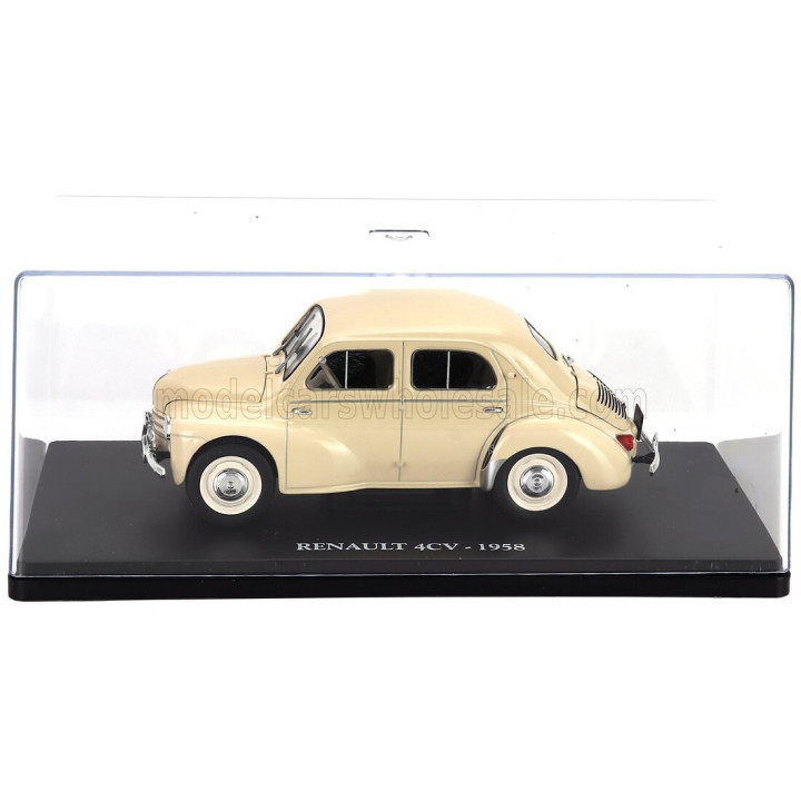 EDICOLA RENAULT 4CV 1958 - CON VETRINA - WITH SHOWCASE - BEIGE 1/24