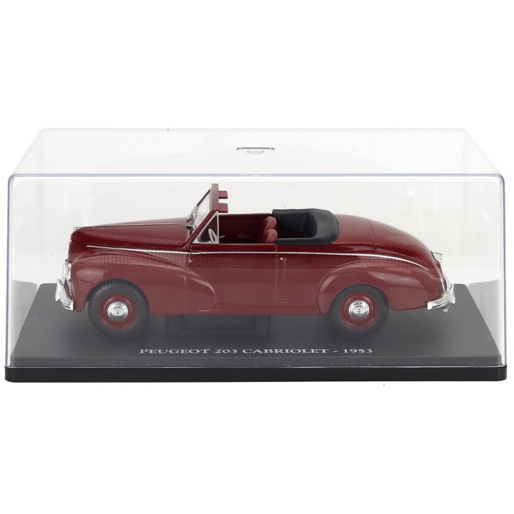 EDICOLA PEUGEOT 203 CABRIOLET 1953 - CON VETRINA - WITH SHOWCASE - RED 1/24