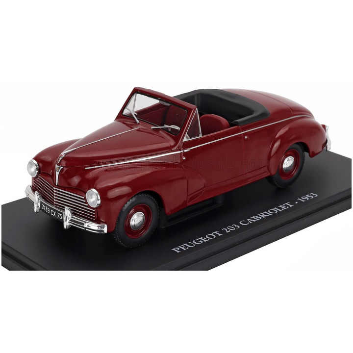 EDICOLA PEUGEOT 203 CABRIOLET 1953 - CON VETRINA - WITH SHOWCASE - RED 1/24