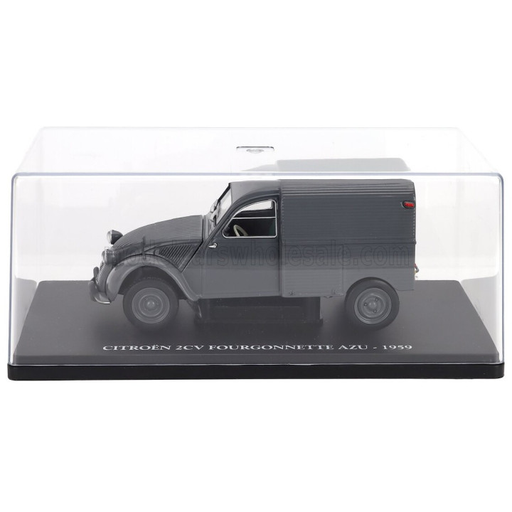 EDICOLA CITROEN 2CV VAN FOURGONETTE AZU 1959 - CON VETRINA - WITH SHOWCASE - GREY 1/24