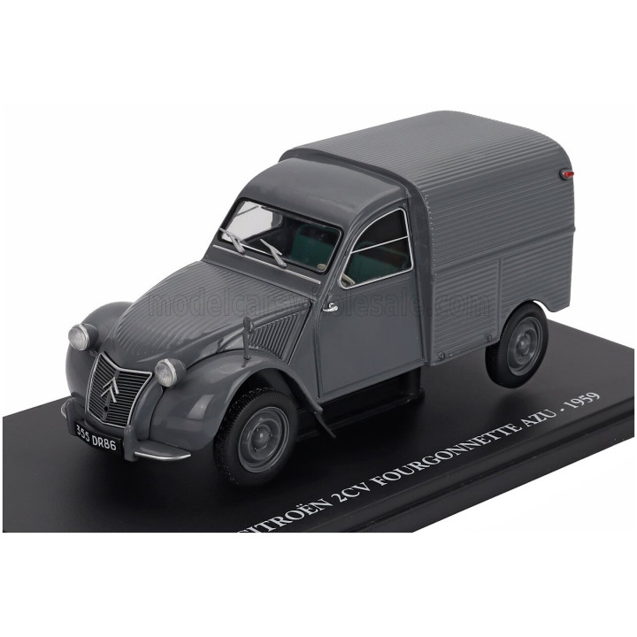 EDICOLA CITROEN 2CV VAN FOURGONETTE AZU 1959 - CON VETRINA - WITH SHOWCASE - GREY 1/24