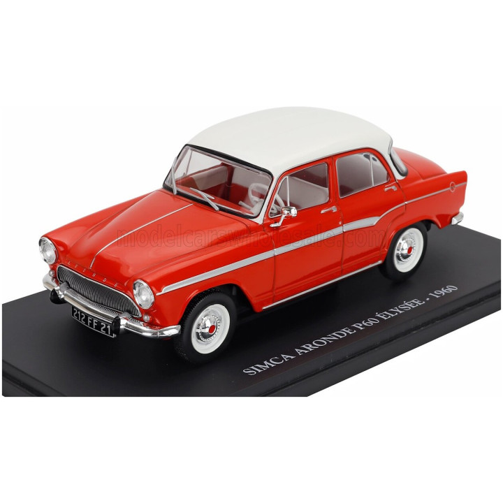EDICOLA SIMCA ARONDE P60 ELYSEE 1960 - CON VETRINA - WITH SHOWCASE - RED WHITE 1/24