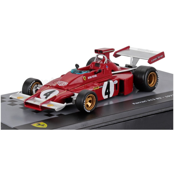 EDICOLA FERRARI F1 312 B3 N 4 SEASON 1973 ARTURO MERZARIO - CON VETRINA - WITH SHOWCASE - RED SILVER 1/43