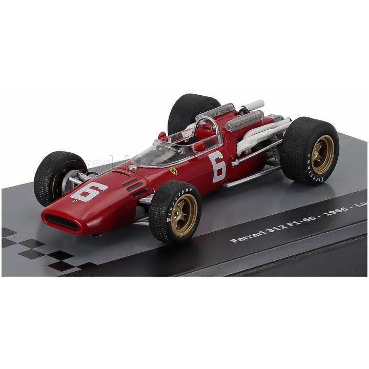 EDICOLA FERRARI F1 312 F1-66 N 6 SEASON 1966 LUDOVICO SCARFIOTTI - CON VETRINA - WITH SHOWCASE - RED 1/43