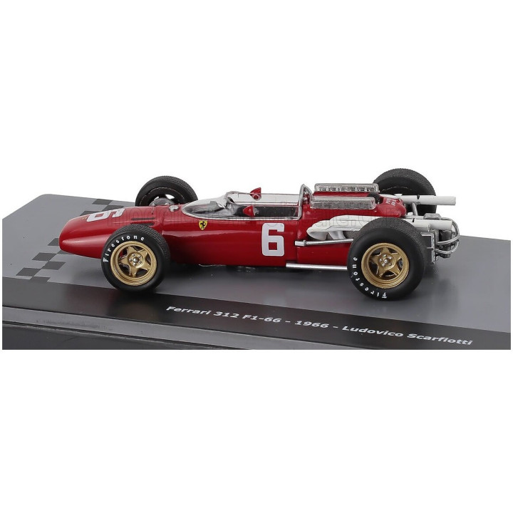 EDICOLA FERRARI F1 312 F1-66 N 6 SEASON 1966 LUDOVICO SCARFIOTTI - CON VETRINA - WITH SHOWCASE - RED 1/43