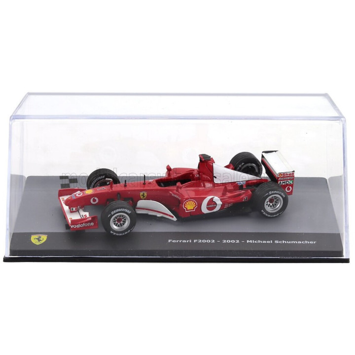 EDICOLA FERRARI F1 F2002 N 1 WORLD CHAMPION SEASON 2002 MICHAEL SCHUMACHER - CON VETRINA - WITH SHOWCASE - RED WHITE 1/43