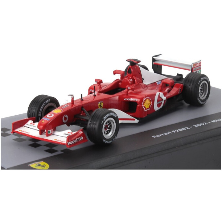 EDICOLA FERRARI F1 F2002 N 1 WORLD CHAMPION SEASON 2002 MICHAEL SCHUMACHER - CON VETRINA - WITH SHOWCASE - RED WHITE 1/43