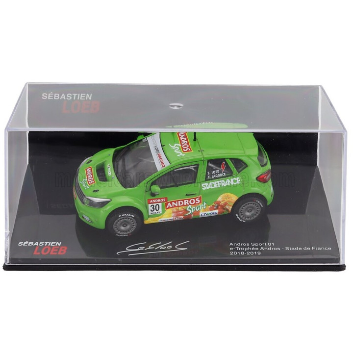 EDICOLA ANDROS SPORT-01 N 30 E-TROPHEE ANDROS STADE DE FRANCE 2018-2019 SEBASTIEN LOEB - CON VETRINA - WITH SHOWCASE - GREEN