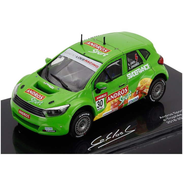 EDICOLA ANDROS SPORT-01 N 30 E-TROPHEE ANDROS STADE DE FRANCE 2018-2019 SEBASTIEN LOEB - CON VETRINA - WITH SHOWCASE - GREEN
