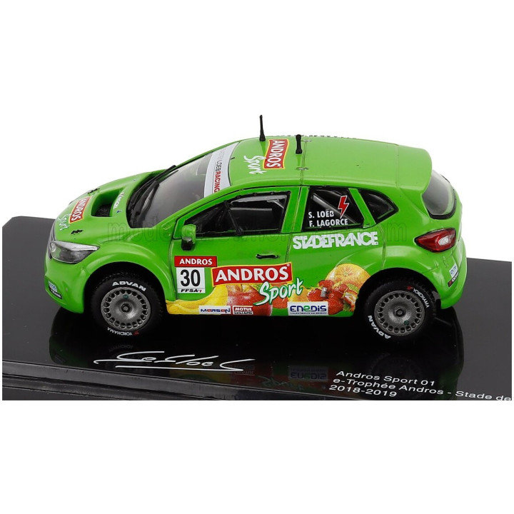 EDICOLA ANDROS SPORT-01 N 30 E-TROPHEE ANDROS STADE DE FRANCE 2018-2019 SEBASTIEN LOEB - CON VETRINA - WITH SHOWCASE - GREEN