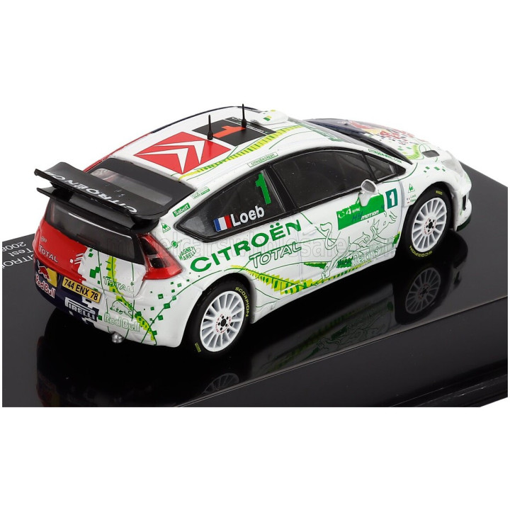 EDICOLA CITROEN C4 WRC HY MOTION-4 N 1 RALLY TEST SEASON 2008 SEBASTIEN LOEB - CON VETRINA - WITH SHOWCASE - RED BLUE WHITE 1/43