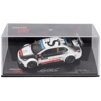 EDICOLA CITROEN C-ELYSEE N 9 WTCC RACE OF ARGENTINA 2015 SEBASTIEN LOEB - CON VETRINA - WITH SHOWCASE - WHITE BLACK RED 1/43
