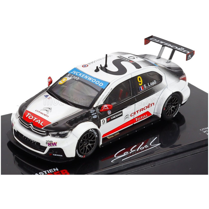 EDICOLA CITROEN C-ELYSEE N 9 WTCC RACE OF ARGENTINA 2015 SEBASTIEN LOEB - CON VETRINA - WITH SHOWCASE - WHITE BLACK RED 1/43