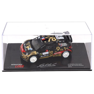 EDICOLA CITROEN DS3 WRC N 1 RALLY DE FRANCE ALSACE 2013 SEBASTIEN LOEB - DANIEL ELENA - CON VETRINA - WITH SHOWCASE - MATT