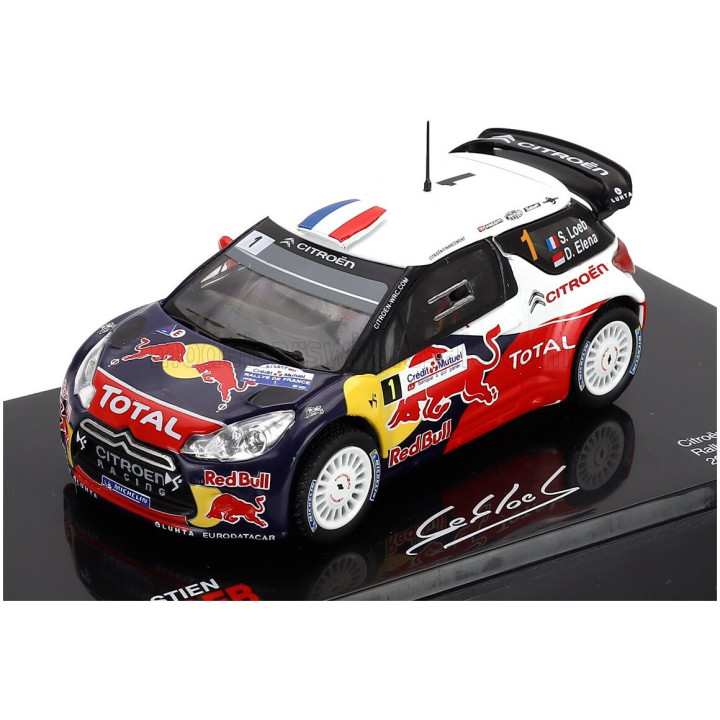 EDICOLA CITROEN DS3 WRC N 1 WINNER RALLY DE FRANCE ALSACE 2012 SEBASTIEN LOEB - DANIEL ELENA - CON VETRINA - WITH SHOWCASE