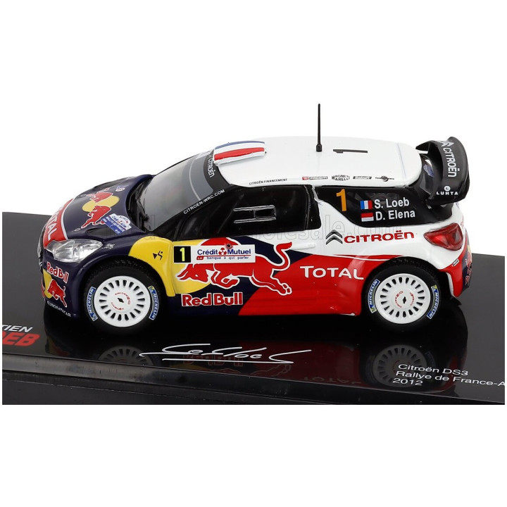 EDICOLA CITROEN DS3 WRC N 1 WINNER RALLY DE FRANCE ALSACE 2012 SEBASTIEN LOEB - DANIEL ELENA - CON VETRINA - WITH SHOWCASE