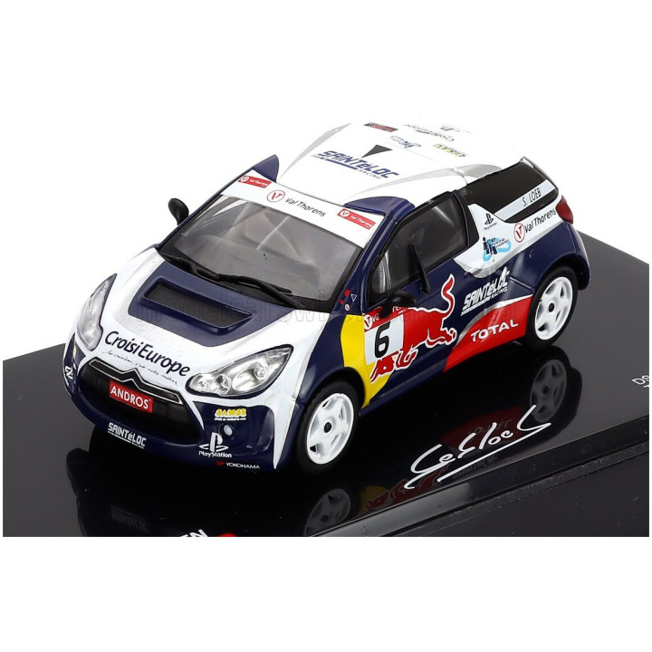 EDICOLA CITROEN DS3 N 6 TROPHEE ANDROS GLACE 2014 SEBASTIEN LOEB - CON VETRINA - WITH SHOWCASE - WHITE BLUE 1/43