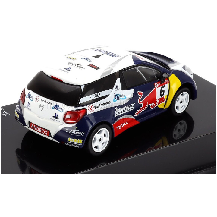 EDICOLA CITROEN DS3 N 6 TROPHEE ANDROS GLACE 2014 SEBASTIEN LOEB - CON VETRINA - WITH SHOWCASE - WHITE BLUE 1/43