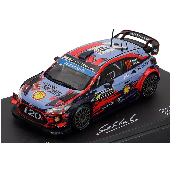 EDICOLA HYUNDAI i20 COUPE WRC N 19 RALLY MONTECARLO 2019 SEBASTIEN LOEB - DANIEL ELENA - CON VETRINA - WITH SHOWCASE - LIGHT