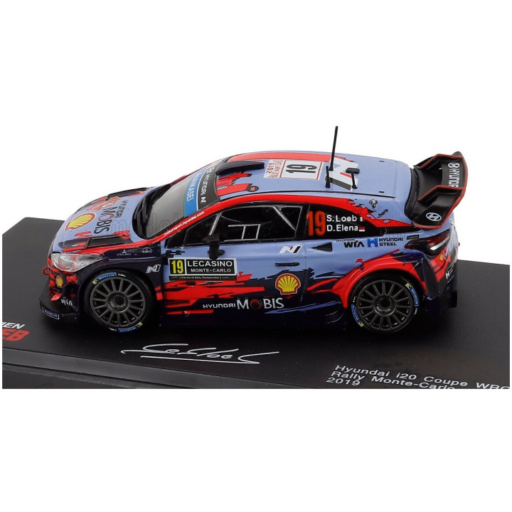 EDICOLA HYUNDAI i20 COUPE WRC N 19 RALLY MONTECARLO 2019 SEBASTIEN LOEB - DANIEL ELENA - CON VETRINA - WITH SHOWCASE - LIGHT
