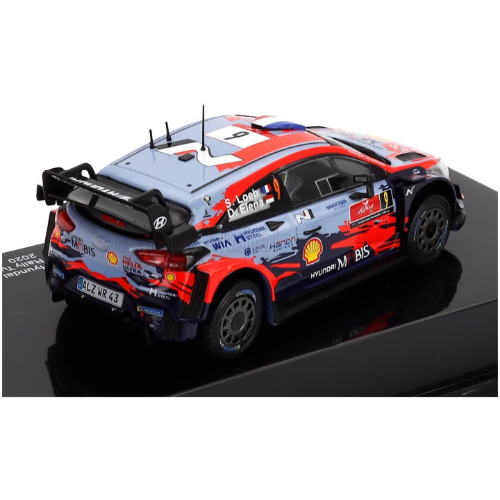 EDICOLA HYUNDAI i20 WRC N 9 3rd RALLY TURKEY 2020 SEBASTIEN LOEB - DANIEL ELENA - CON VETRINA - WITH SHOWCASE - LIGHT BLUE RED